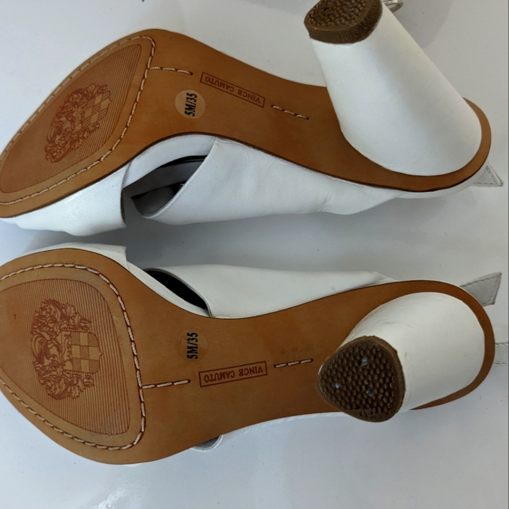 White leather heels